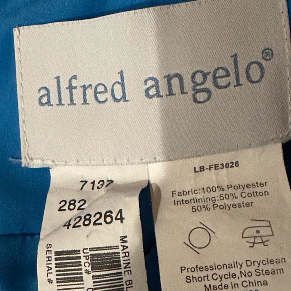 Alfred Angelo Marine Blue Sheer Baby Doll/Shift Midi Dress Sz 10 Draped … - Picture 11 of 16